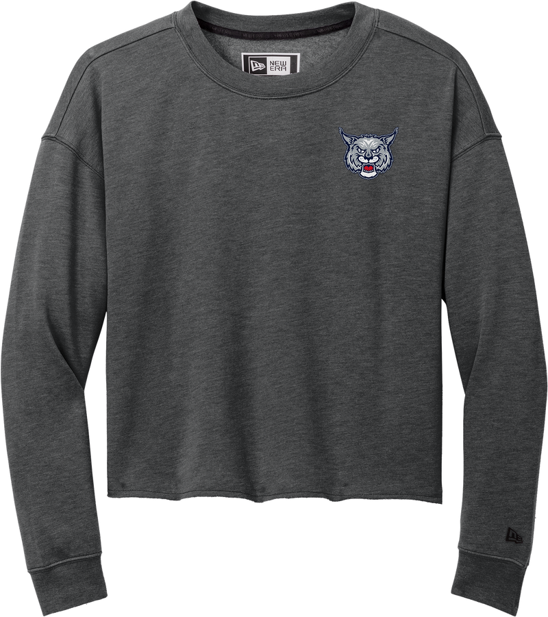 CT Bobcats New Era Ladies Tri-Blend Fleece Crop Crew